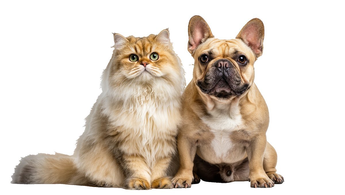 A cat and a dog side by side